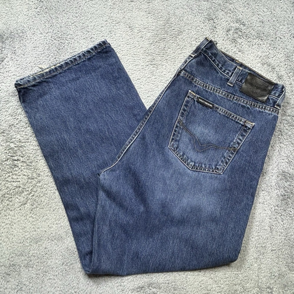 Harley Davidson Jeans Mens 40x30 Blue Straight Leg Denim Motorcycle Classic SPOT